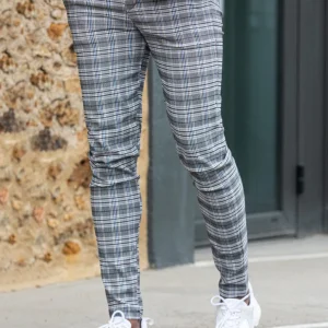 Pantalon à carreaux slim stylé homme - Frilivin