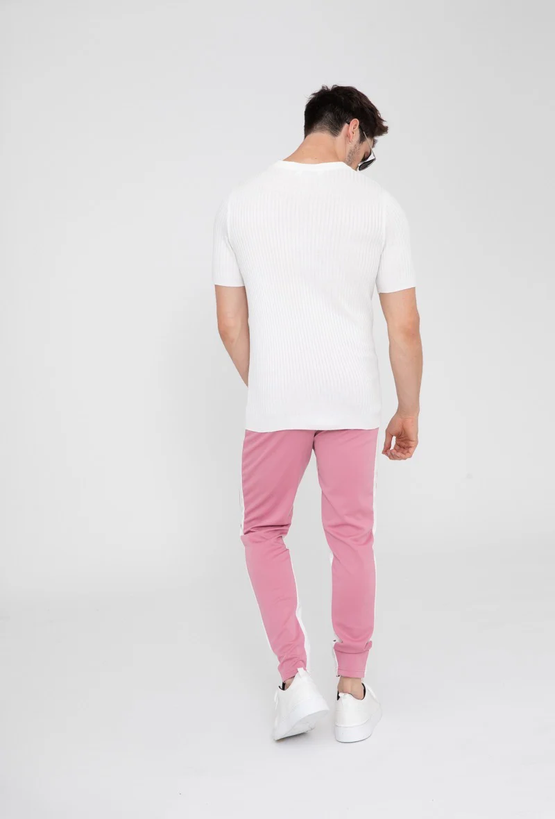 Pantalon jogging rose avec bande blanche - Frilivin – Image 5