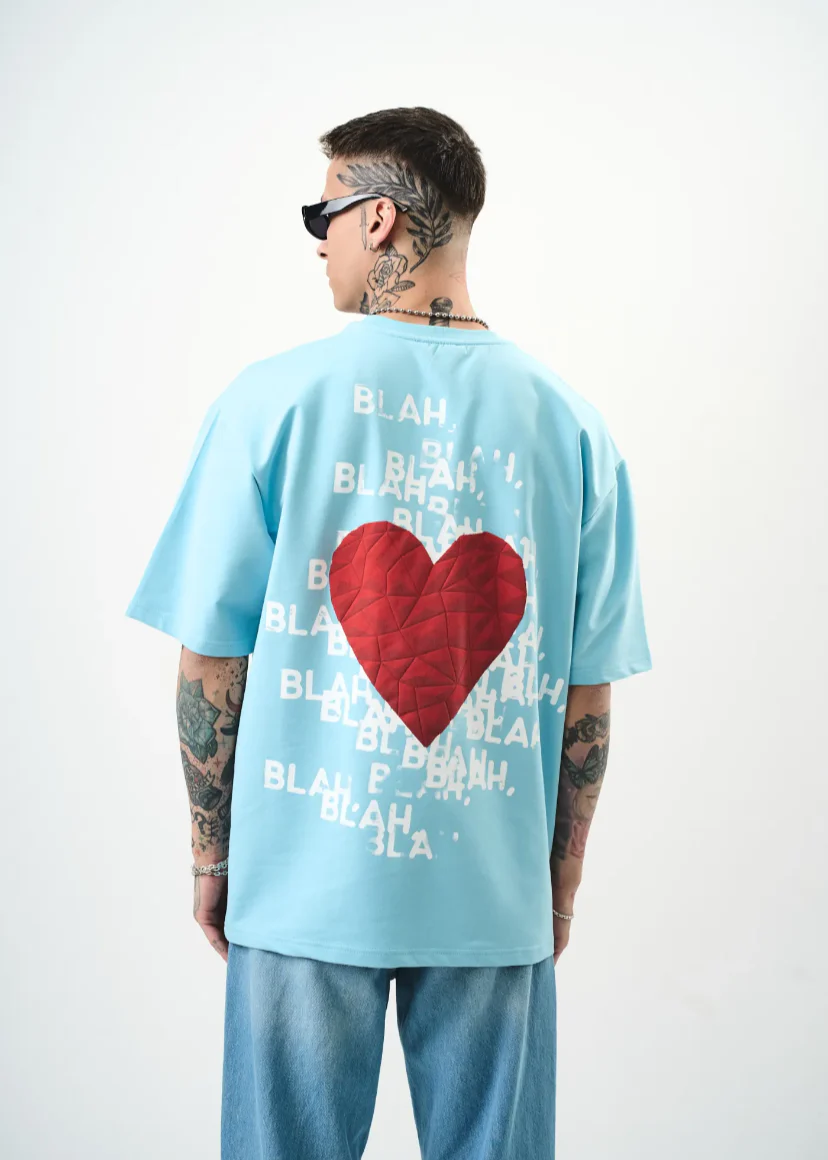 T-shirt oversize homme Hallstarz – BlaBla cœur brodé 3D – Image 5