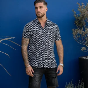 Chemise manches courtes à motifs homme fashion - Frilivin