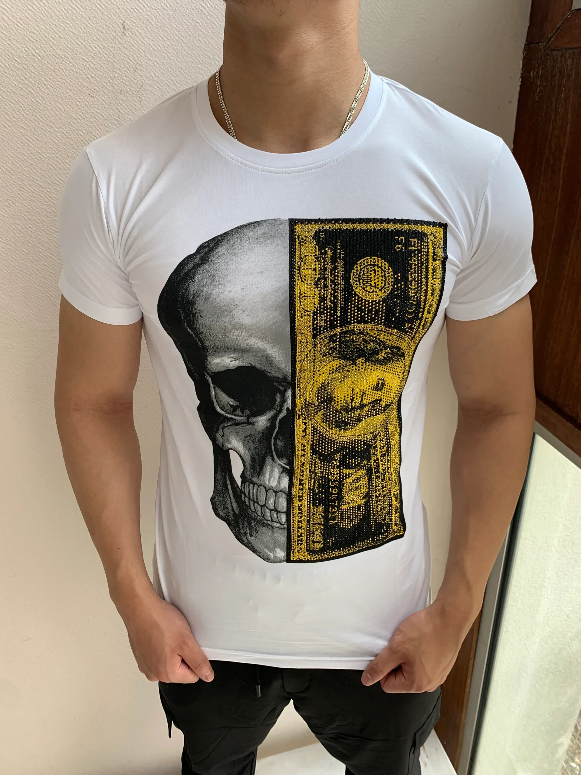 T-shirt manches courtes col rond motif gangster fashion homme