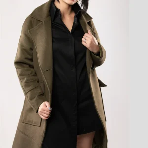 Manteau mi-long Vert bouteille en laine