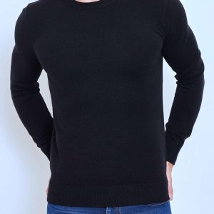 Pull col rond noir fashion homme