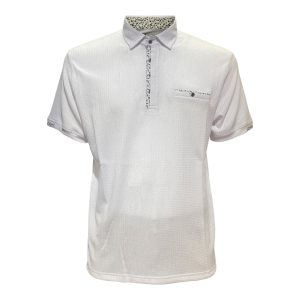 Polo homme blanc à col imprimé floral  Maxway 17-9841