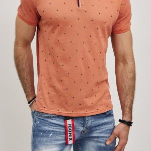 Polo orange avec imprimé homme stylé