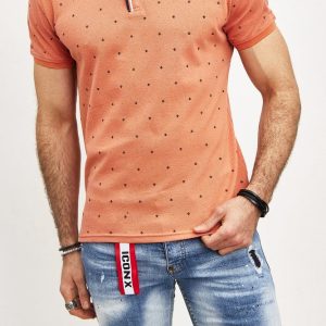 Polo orange avec motifs homme stylé