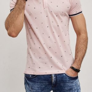 Polo rose avec motifs homme stylé