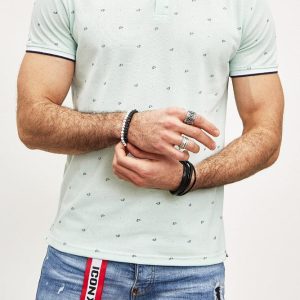 Polo vert avec motifs homme stylé