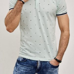 Polo vert avec motifs homme stylé