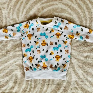 Pull Bébé garçon 3Mois - Blanc avec Motifs Jungle Animaux et Feuillage - La Boîte à Malice