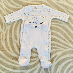 Pyjama Fille Polaire Blanc à Pois Noirs avec Broderie Renard - 1 Mois - Gémo