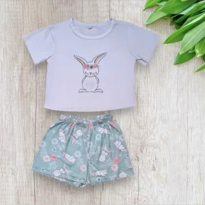 Pyjama fille – 6 ans – SHEIN – Lapins et fleurs – Très bon état