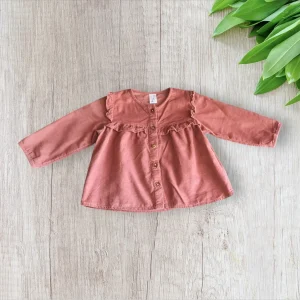 Robe bébé fille en velours vieux rose – 18 mois