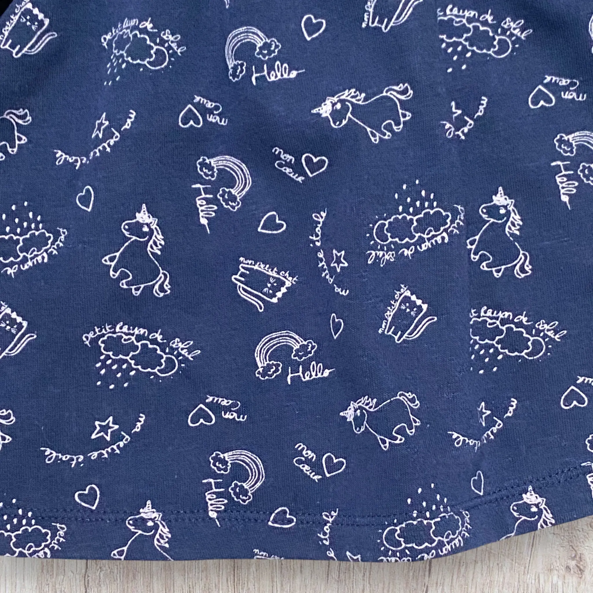 Robe d’hiver bébé fille Pat & Ripaton 6 mois bleu marine à motif chat et licorne – Image 4