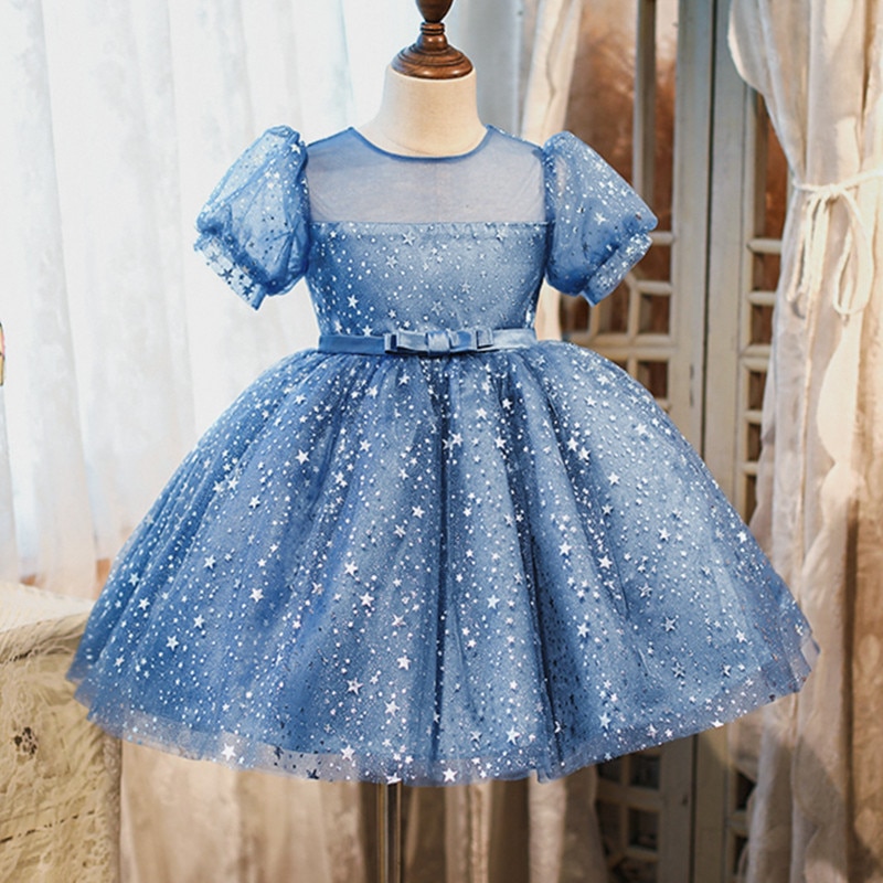Robe Princesse Bébé Bleu Etoilée