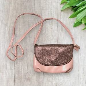 Sac à main enfant fille rose pailleté – Pochette avec bandoulière intégrée