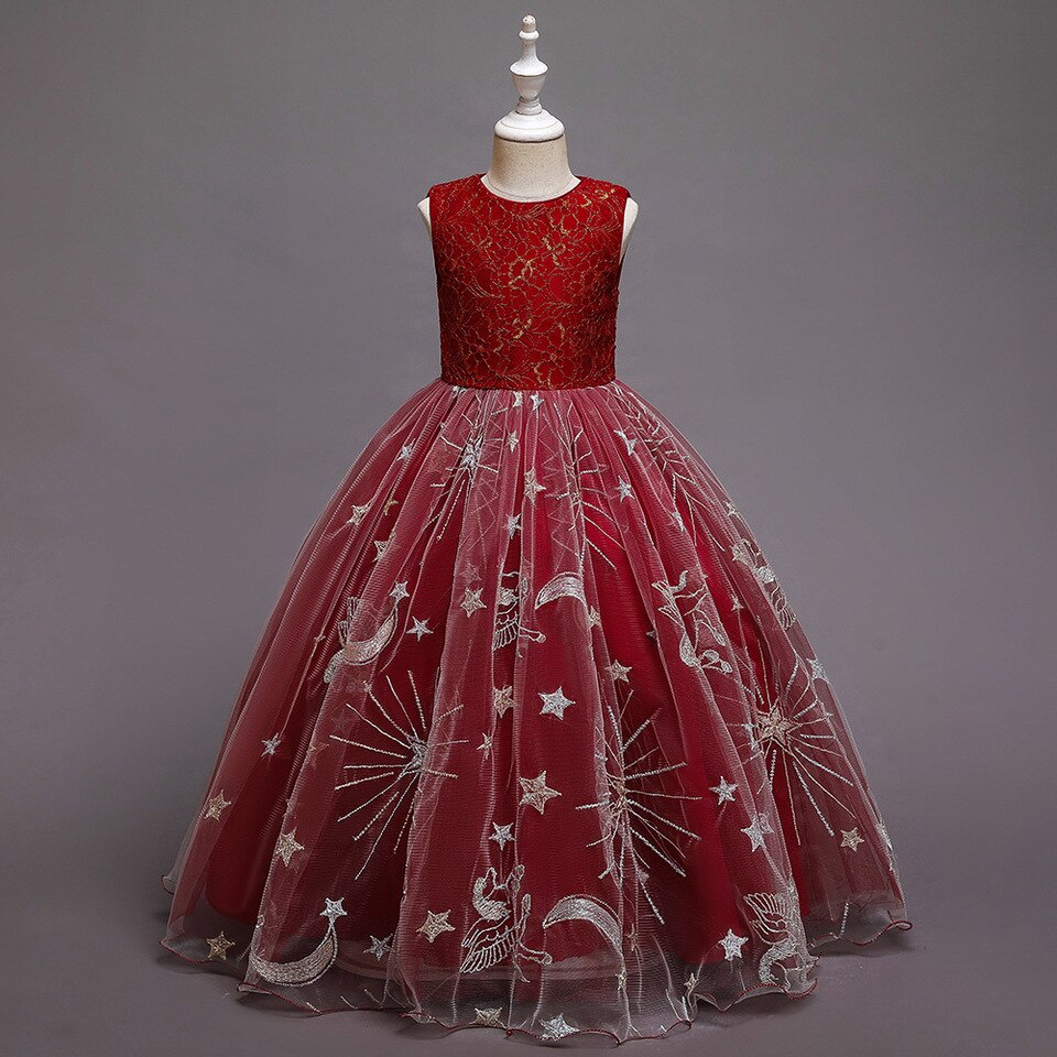 Robe Rouge Princesse Dentelle Étoiles – Image 2