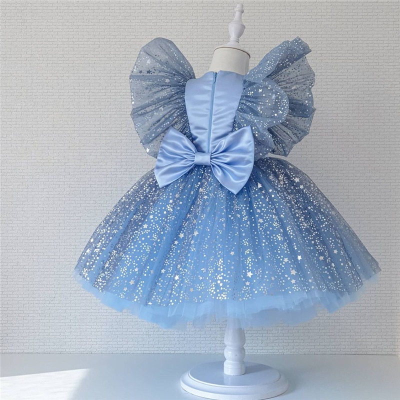 Robe Princesse Bébé Bleu Etoilée – Image 2