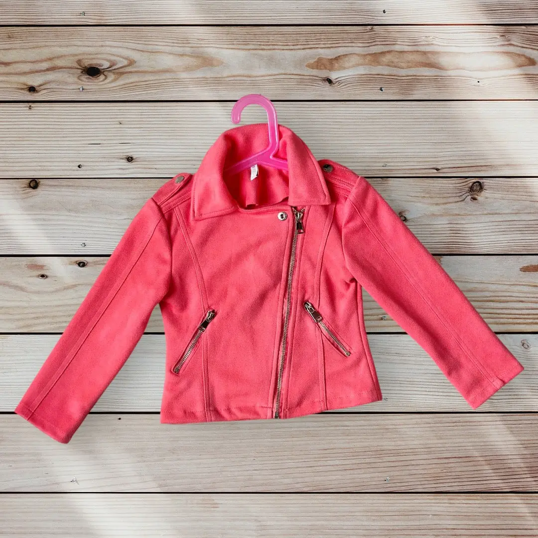 Veste Fille Rose 5 Ans (110 cm) - Style Daim avec Fermeture Éclair - Charlie & Prune