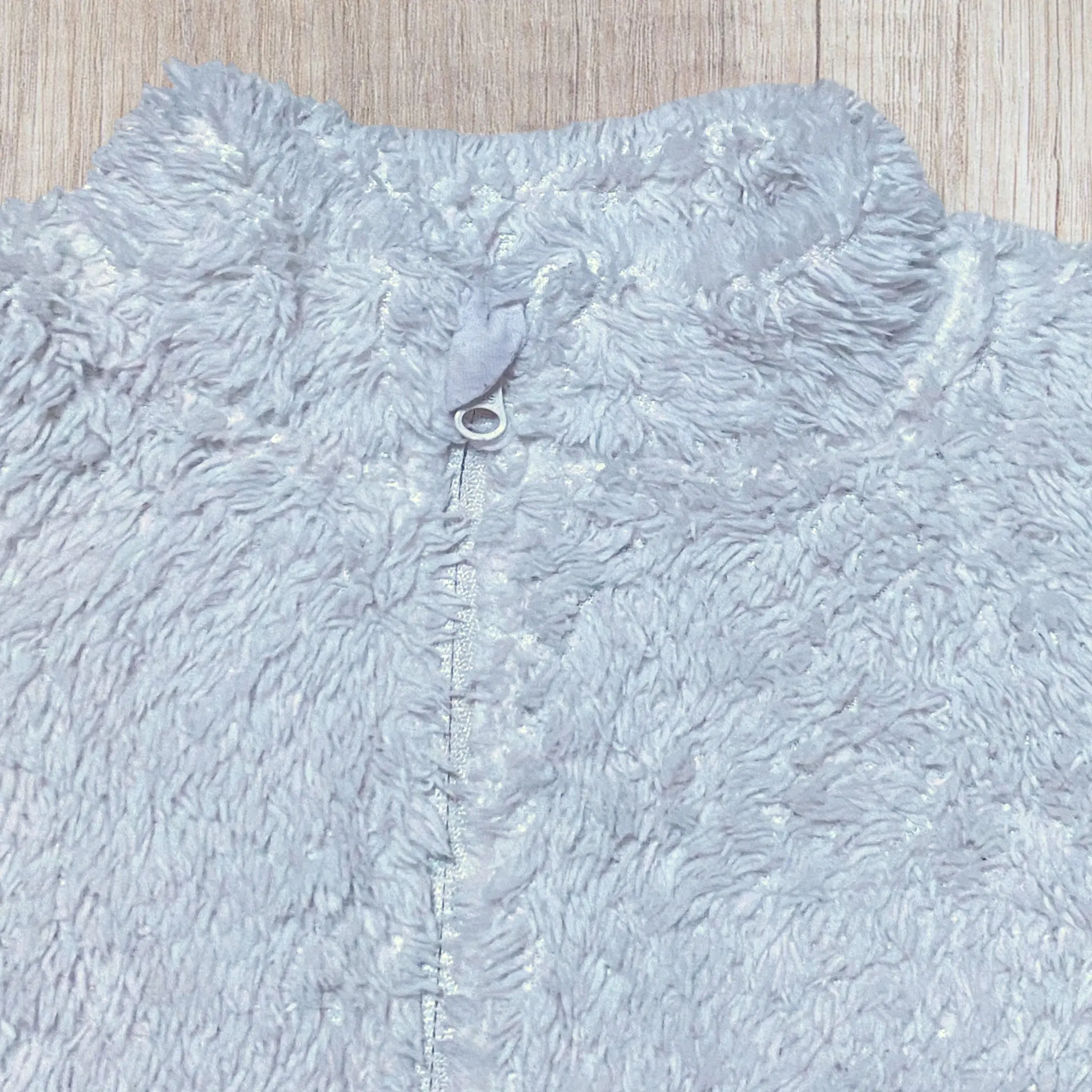 Veste bébé polaire moumoute TEX 9 mois blanche uni – Image 2