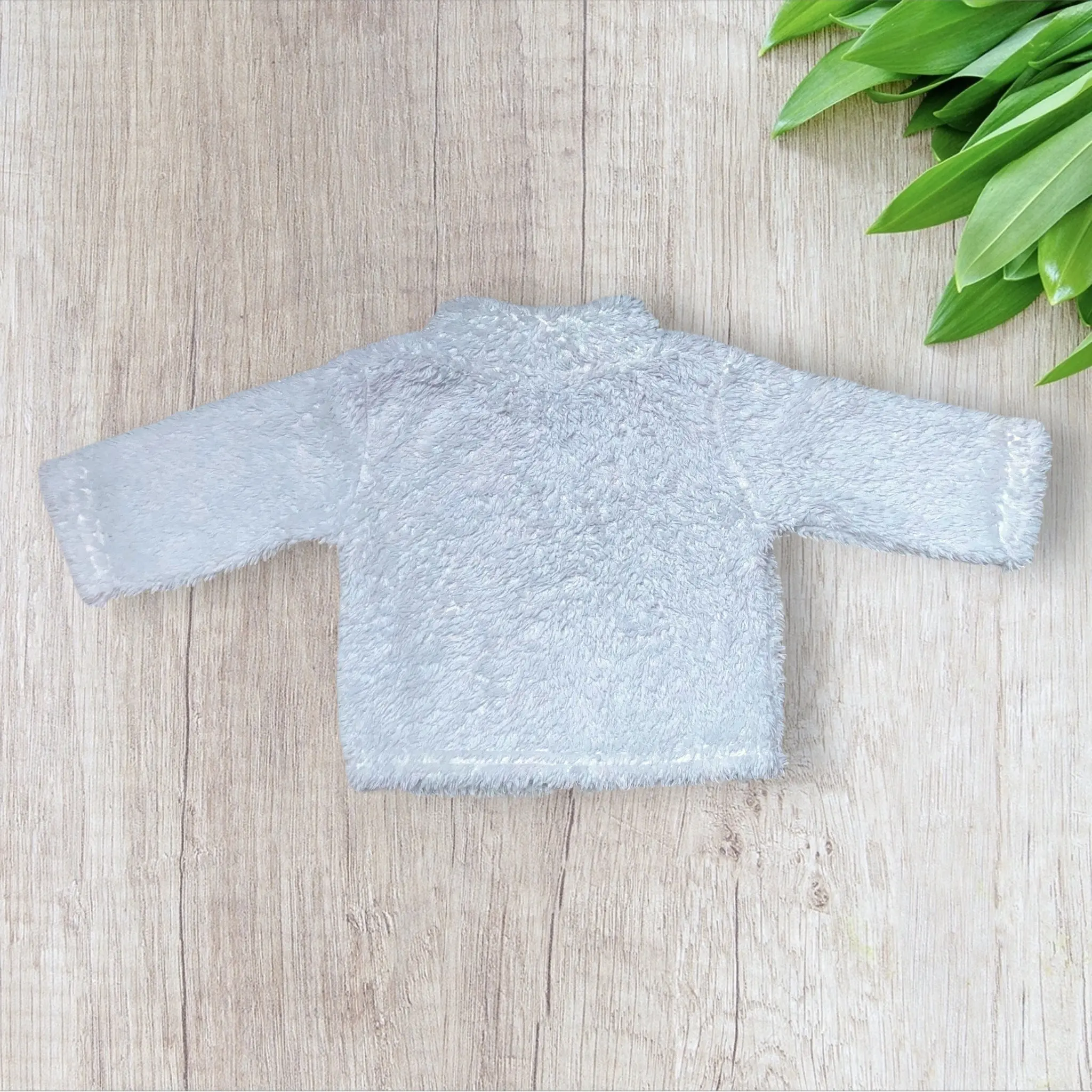 Veste bébé polaire moumoute TEX 9 mois blanche uni – Image 3