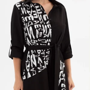 Chemise longue avec  sérigraphie Noir