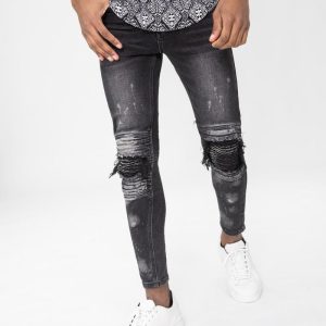 Jean skinny noir destroy homme fashion