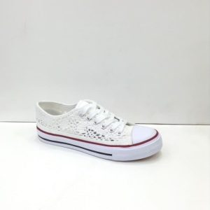 Baskets basses en dentelle blanche