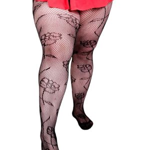 Collants résille fleurs de rose C97