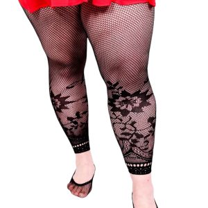 Collants résille sans pied résille fleurs