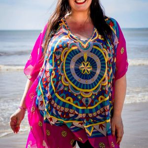 Tunique de plage à imprimé multicolore