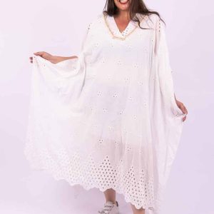 Robe poncho broderie anglaise