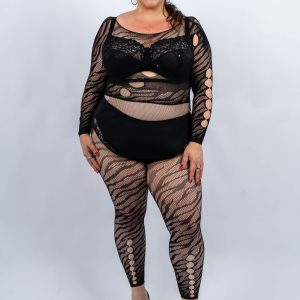 Ensemble résille haut legging imprimé zébré à strass