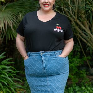 Jupe en jean motif losange