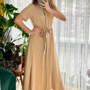 Robe demi manche en lin