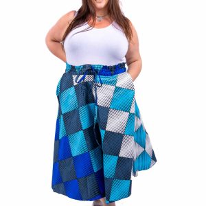 Jupe en wax grande taille bleue