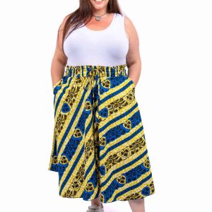 Jupe en wax grande taille jaune