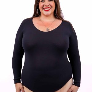 Body noir côtelé effet seconde peau