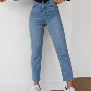 Jean Mom Fit Taille Haute Bleu