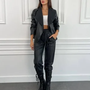 Veste en simili cuir Noir