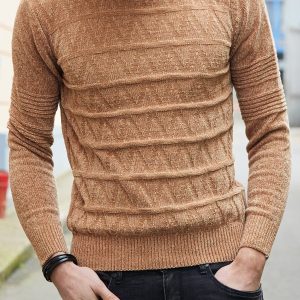 Pull col roulé camel homme