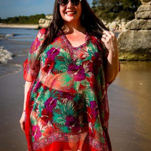 Tunique de plage à imprimé floral