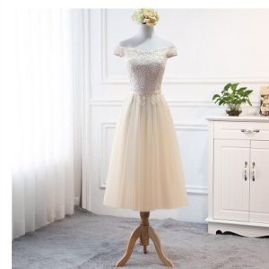 Robe de Demoiselle d’Honneur Champagne Princesse