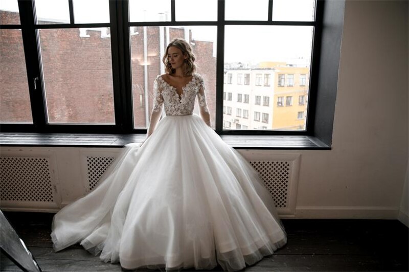 Robe de Mariée avec Buste à Fleurs Princesse – Image 2