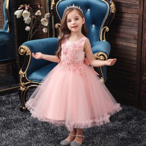 Robe Princesse à Fleurs Rose