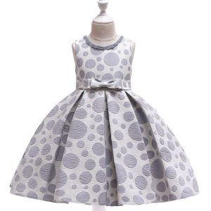 Robe Princesse à Pois Grise pour Fille