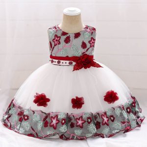 Robe Princesse Bébé Bordeaux à Fleurs