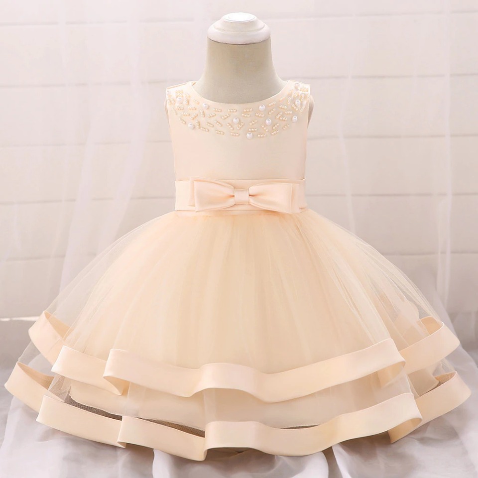 Robe Princesse Bébé Champagne pour Mariage – Image 2