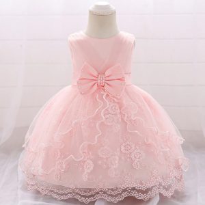 Robe Princesse Bébé Rose à Noeud