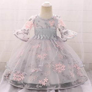 Robe Princesse Bébé Rose et Grise